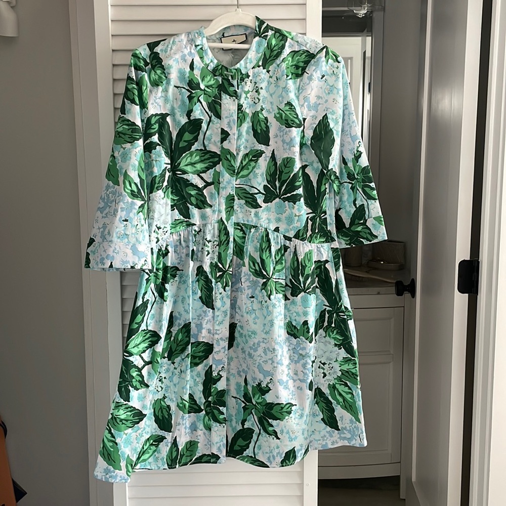 Tuckernuck long sleeve short dress with flowers on it